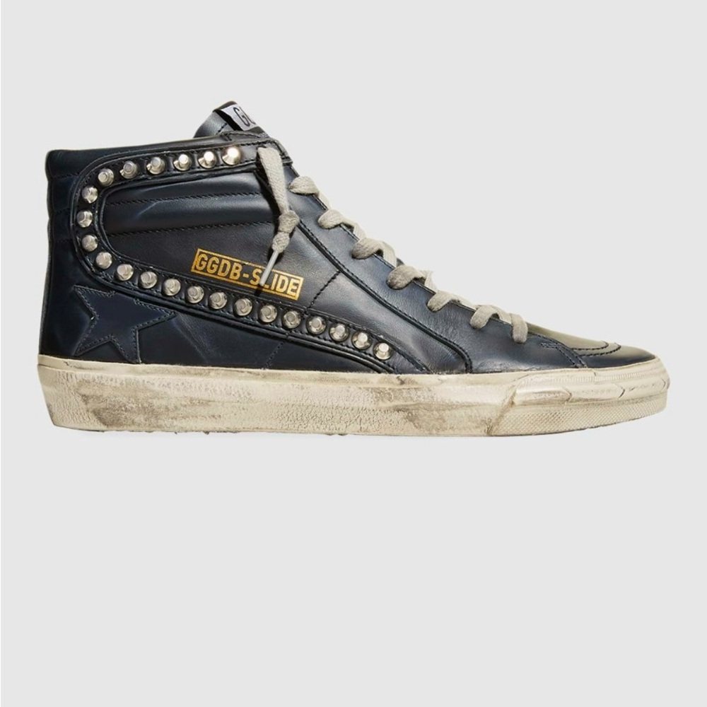 Golden Goose slide mid-top leather stud sneaker